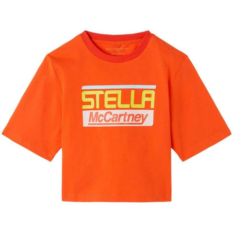 Stella McCartney Kids Girls Orange Logo Crop T-Shirt