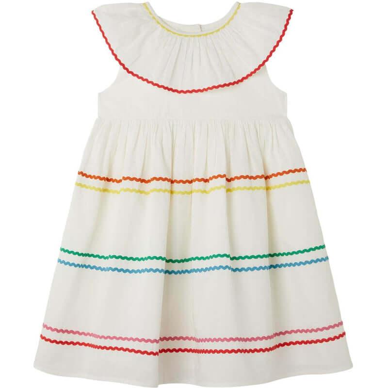 Stella McCartney Kids Girls White Cotton Striped Dress
