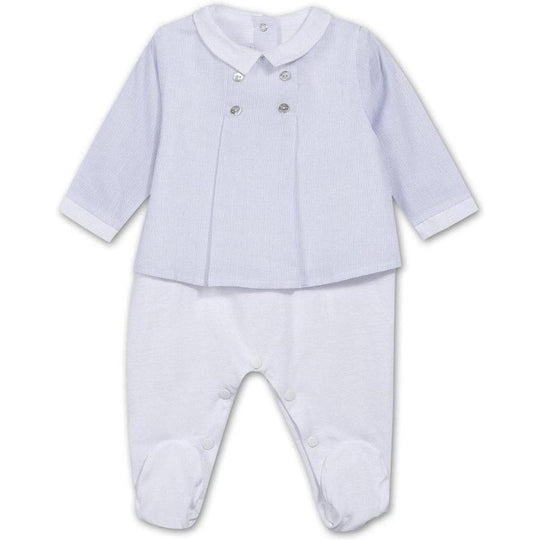 Baby Boys Pale Blue & White Babygrow