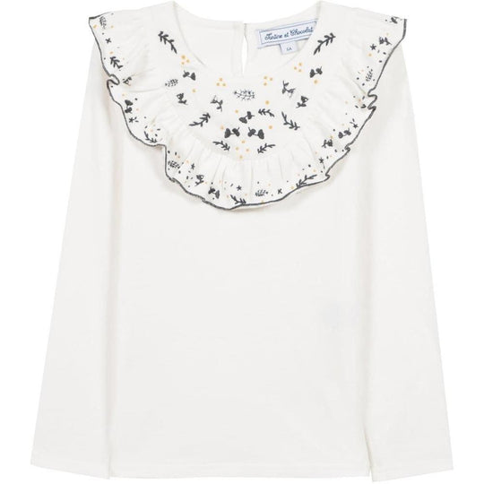 Girls Cream Frill Top