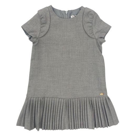 Girls Grey Pleated Dress