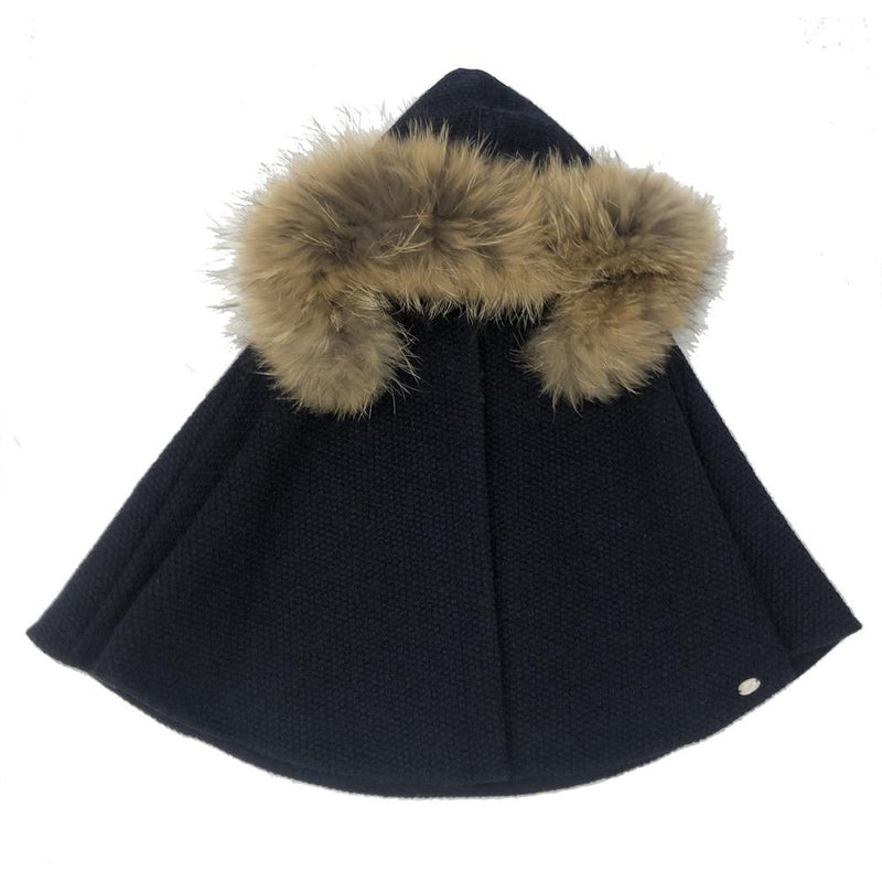 Tartine Et Chocolat Girls Navy Wool Cape