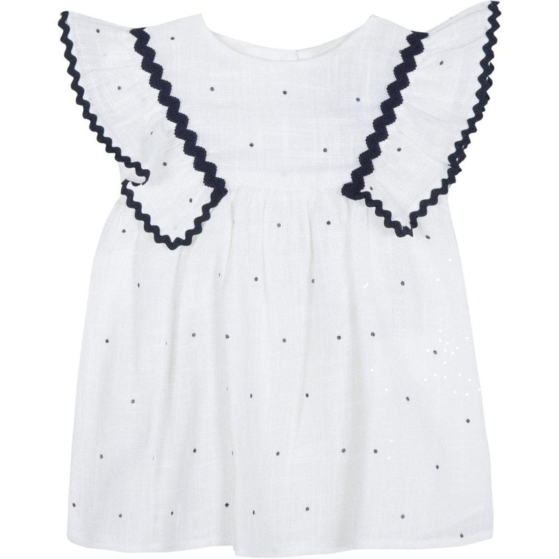 Tartine Et Chocolat Girls White and Navy Dress