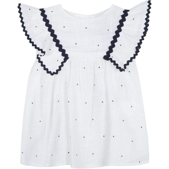 Girls White and Navy Dress