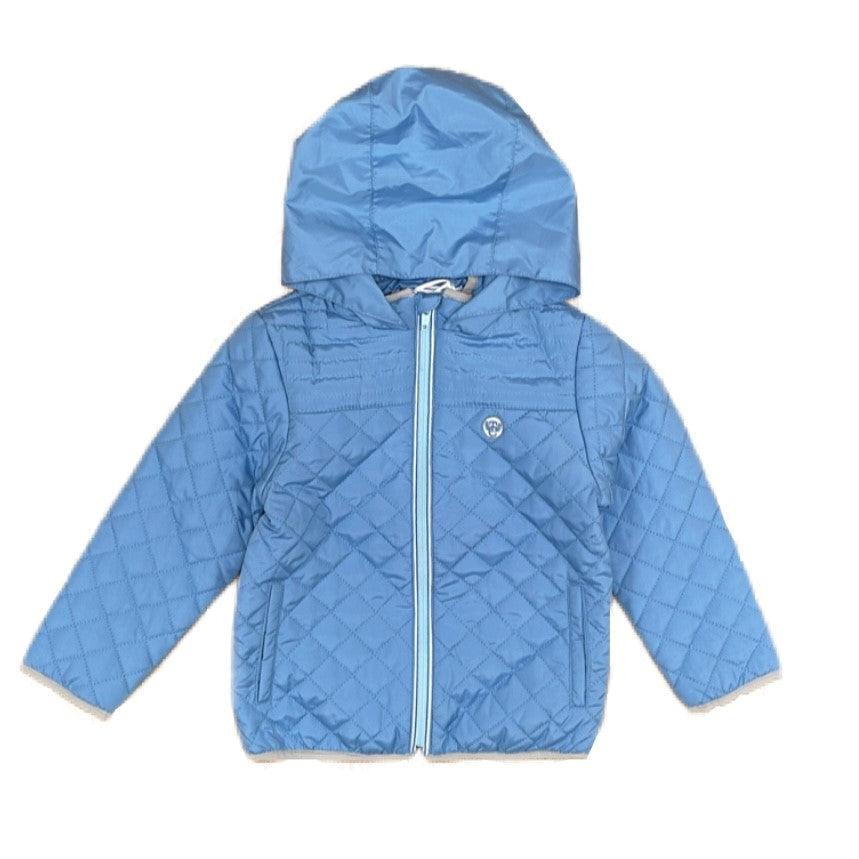 Tartine Et Chocolat Boys Pale Blue Hooded Quilted Jacket