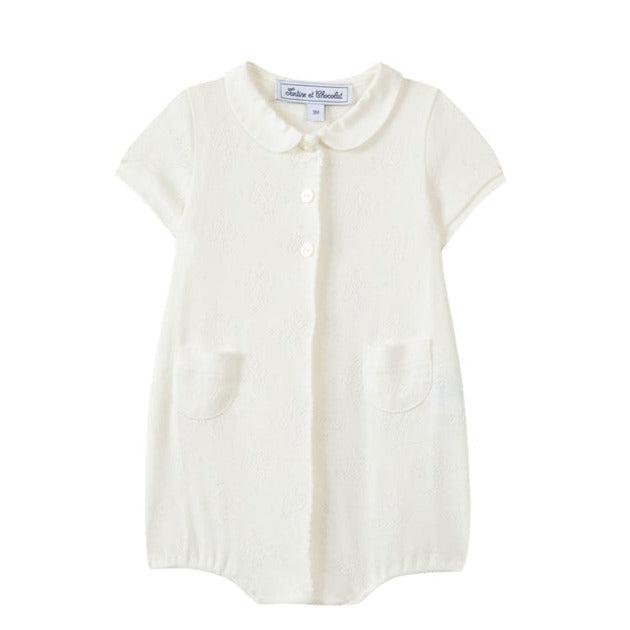 Tartine Et Chocolat Unisex Ecru Pointelle Knit Romper