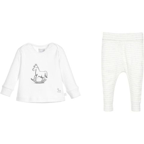 The Little Tailor White Rocking Horse Top and Knitted Leggings