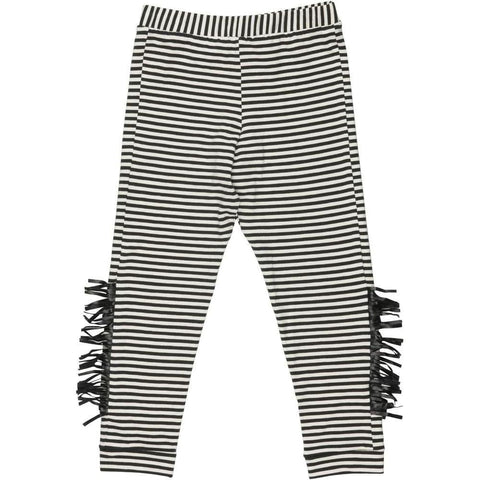 Wauw Capow Girls Black & White Striped 'Wayne' Leggings